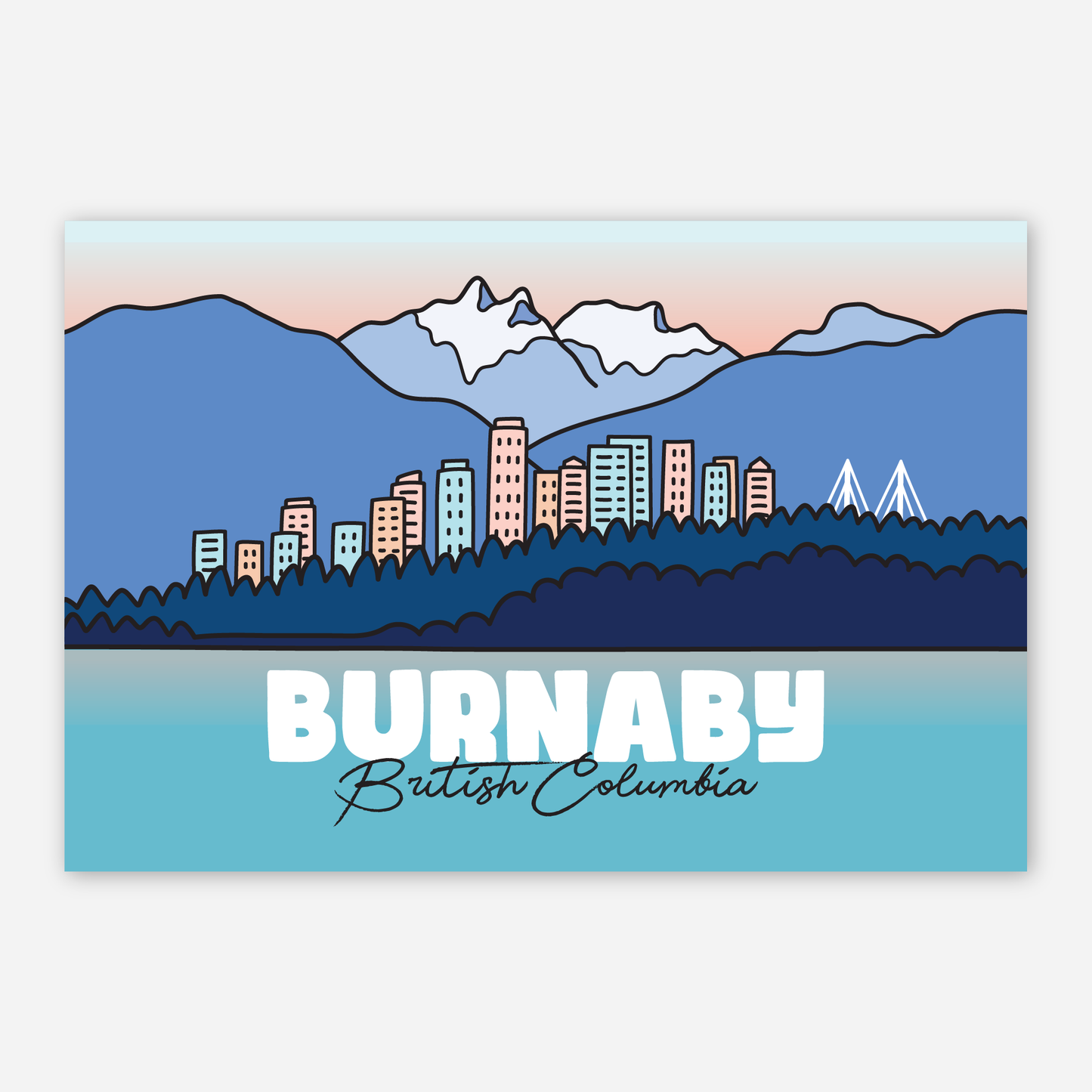 Burnaby, BC - Skyline Postcard
