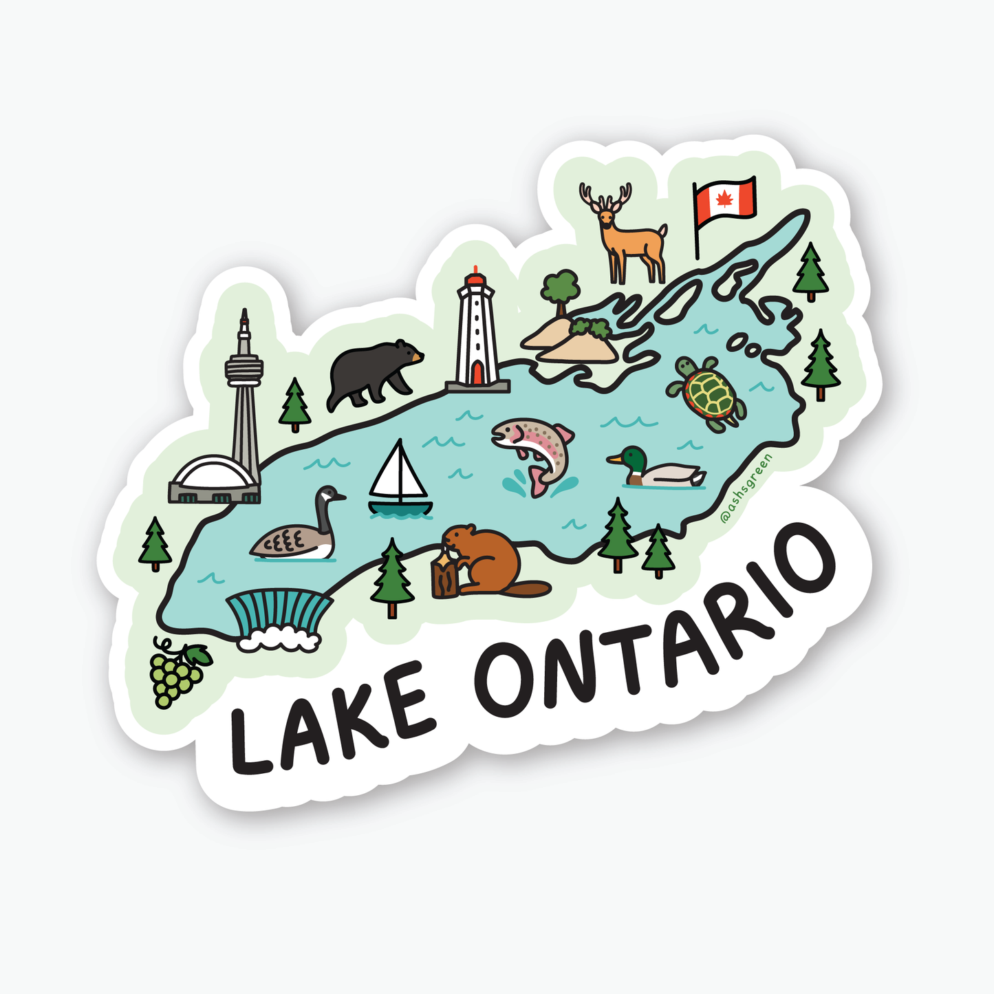 Lake Ontario Map - Vinyl Sticker