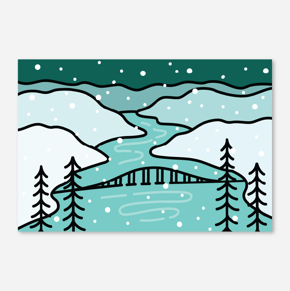 Okanagan Lake Bridge (winter) - Postcard