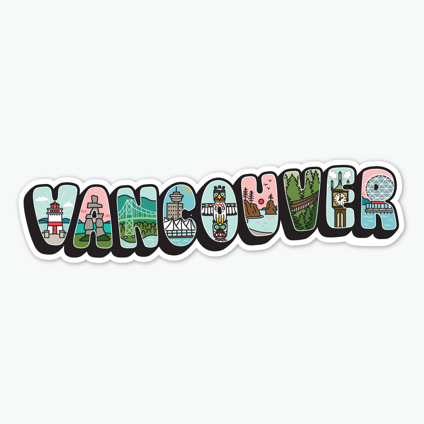 'Vancouver' Postcard Style - Vinyl Sticker