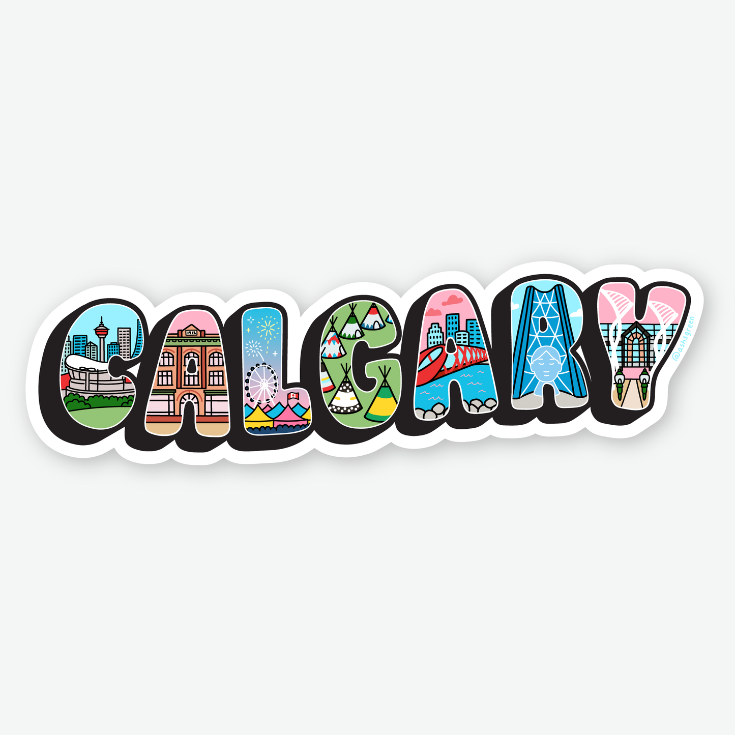 'Calgary' Postcard Style Vinyl Sticker
