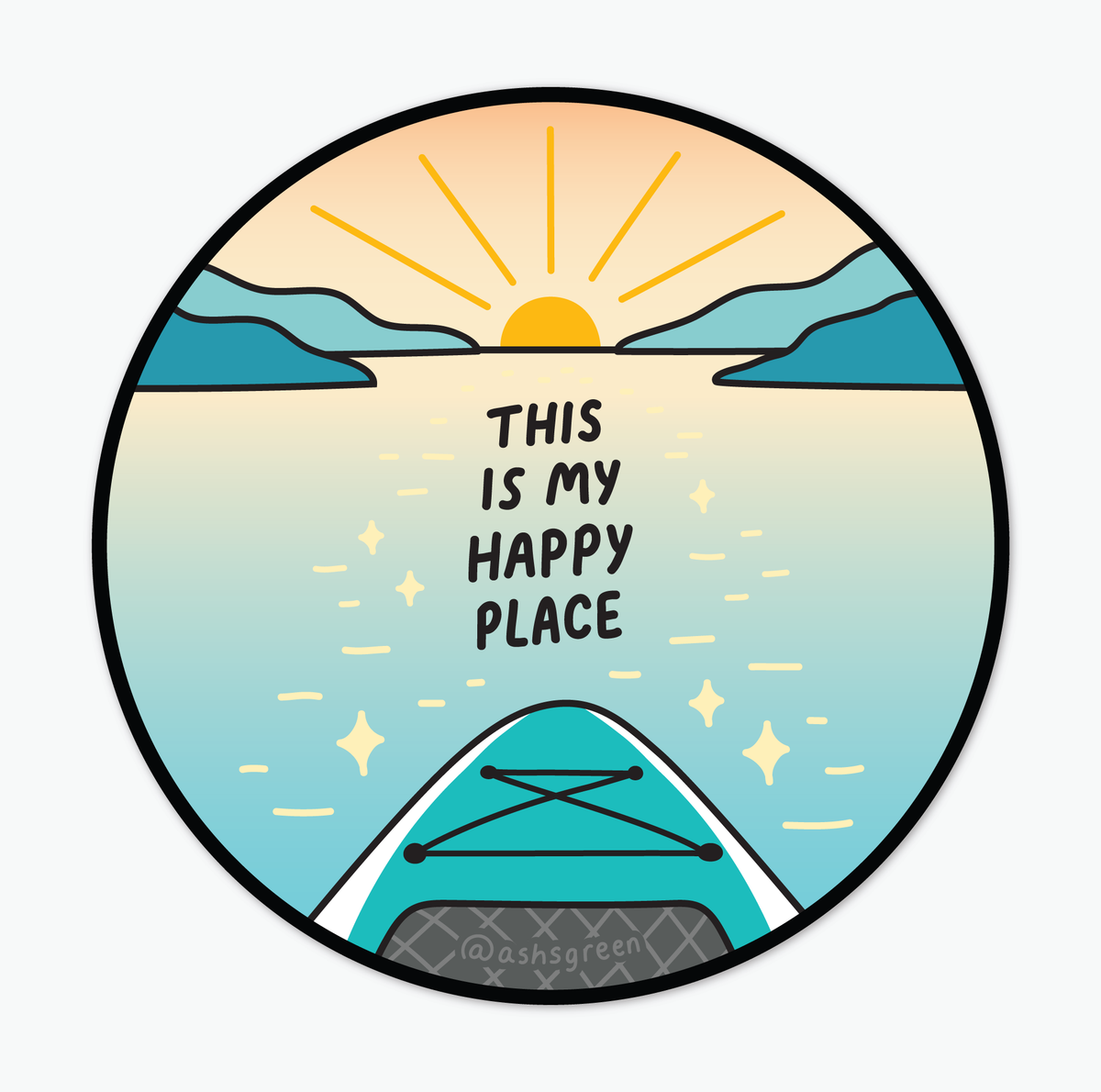 'This is my happy place' Paddle Board - Vinyl Sticker