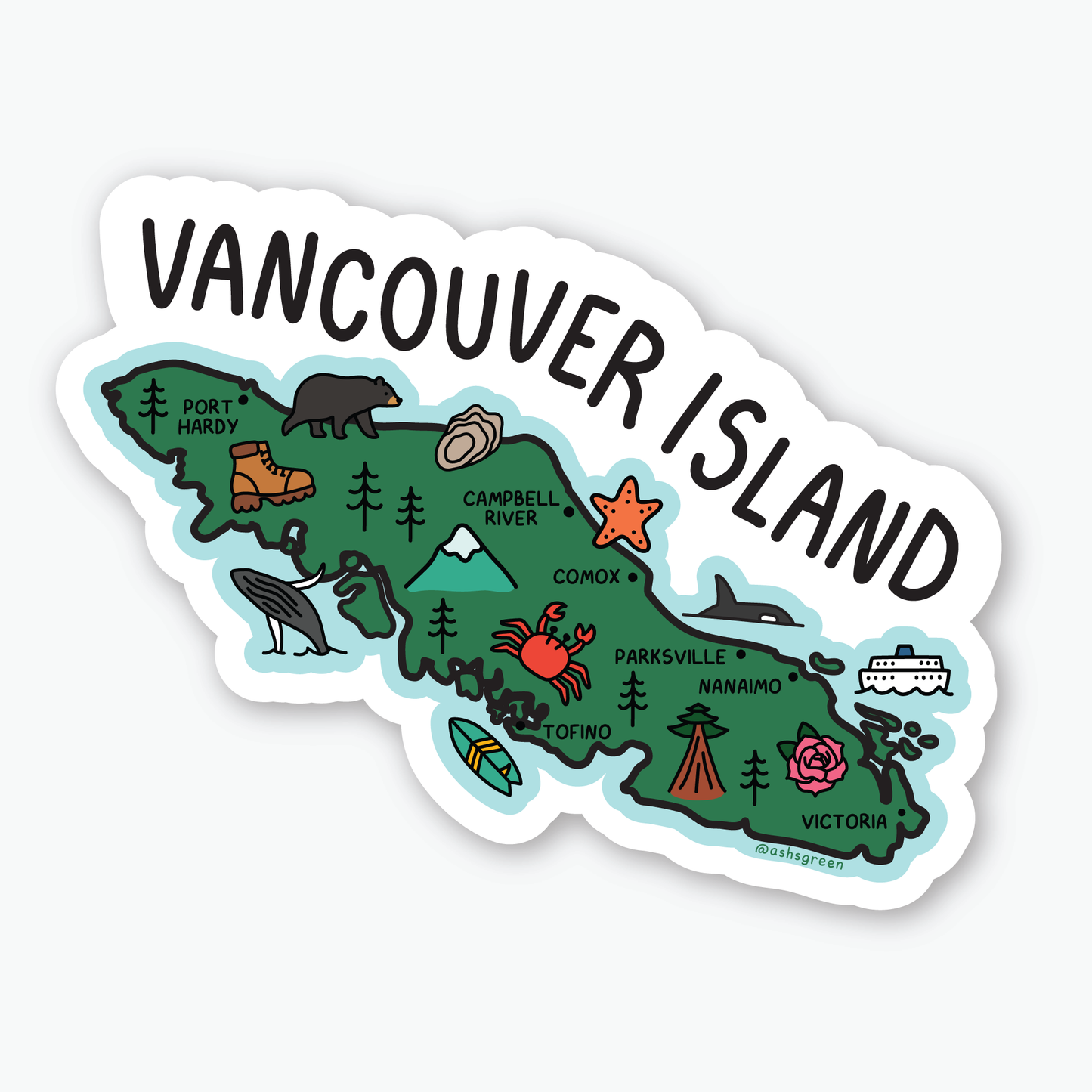 Vancouver Island Map - Vinyl Sticker