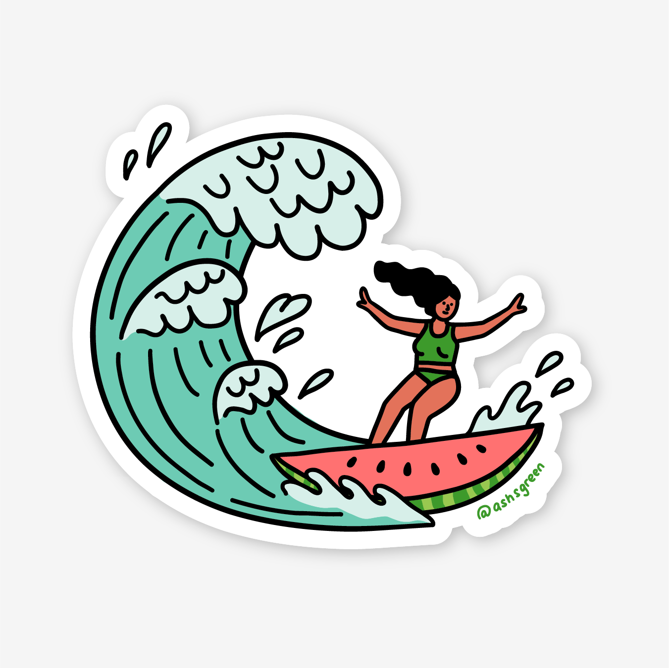 Watermelon Surfer - Vinyl Sticker