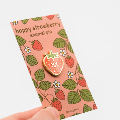 Happy Strawberry Enamel Pin 🍓