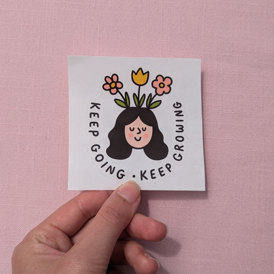 Keep Going, Keep Growing - Clear Sticker