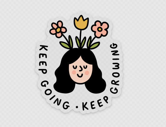 Keep Going, Keep Growing - Clear Sticker