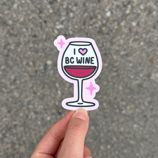 I Heart BC Wine - Vinyl Sticker