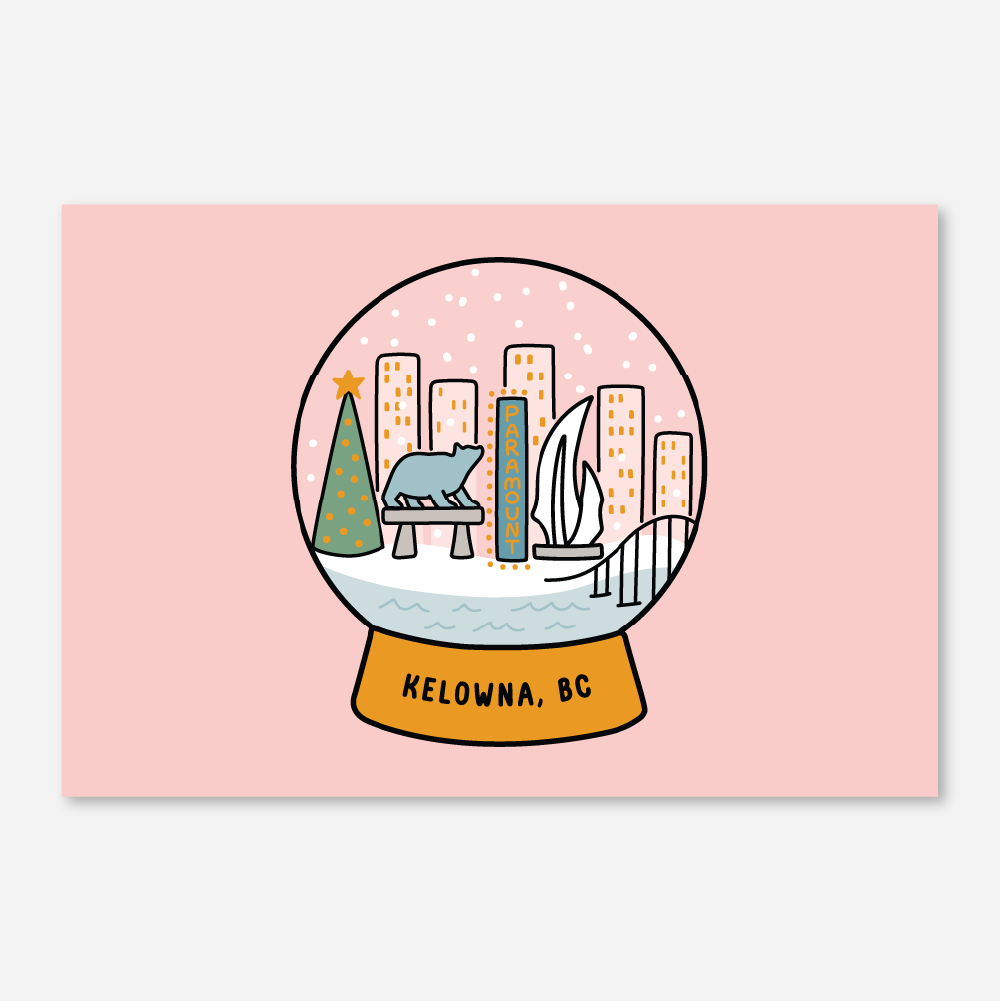 Kelowna Snow Globe - Postcard