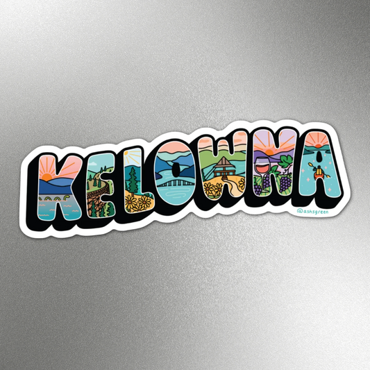 'Kelowna' postcard style - Magnet