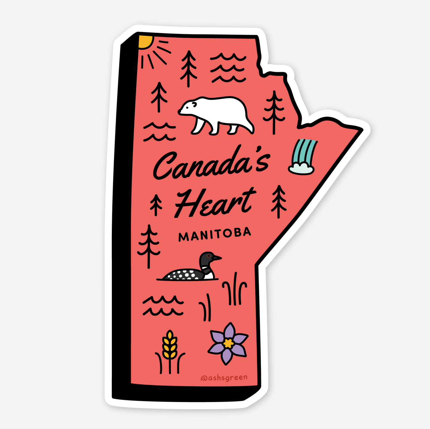 Manitoba, Canada's Heart - Vinyl Sticker