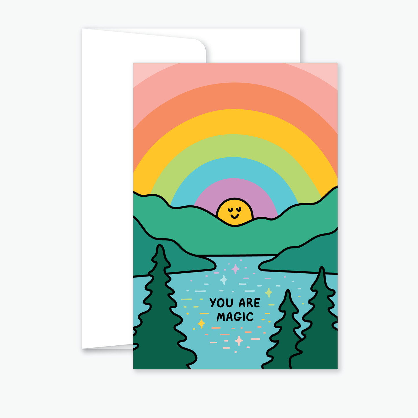 You Are Magic - Rainbow Sunset greeting card