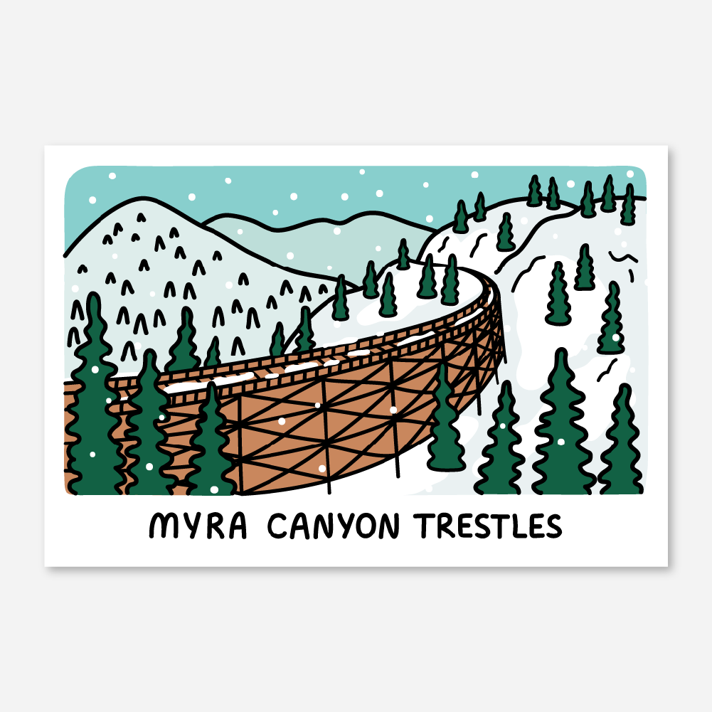Myra Canyon Trestles (winter) - Postcard