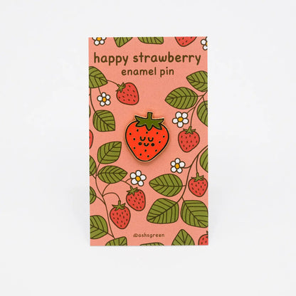 Happy Strawberry Enamel Pin 🍓