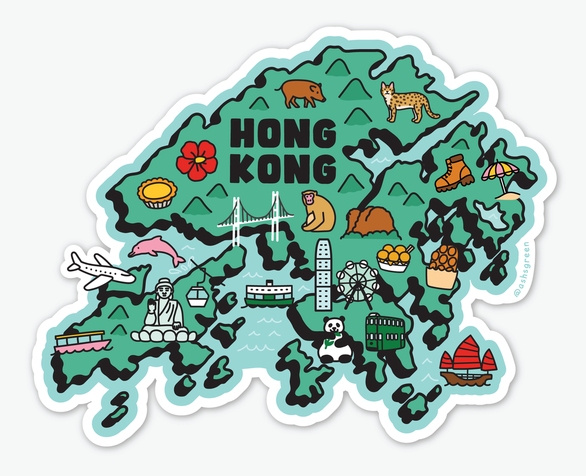 Map of Hong Kong - Vinyl Sticker