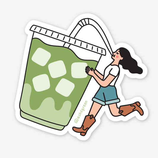 Iced Matcha Girl - Vinyl Sticker