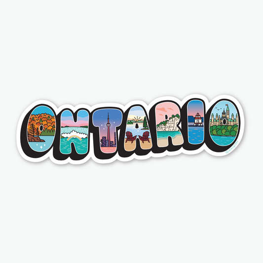'Ontario' Postcard Style - Vinyl Sticker