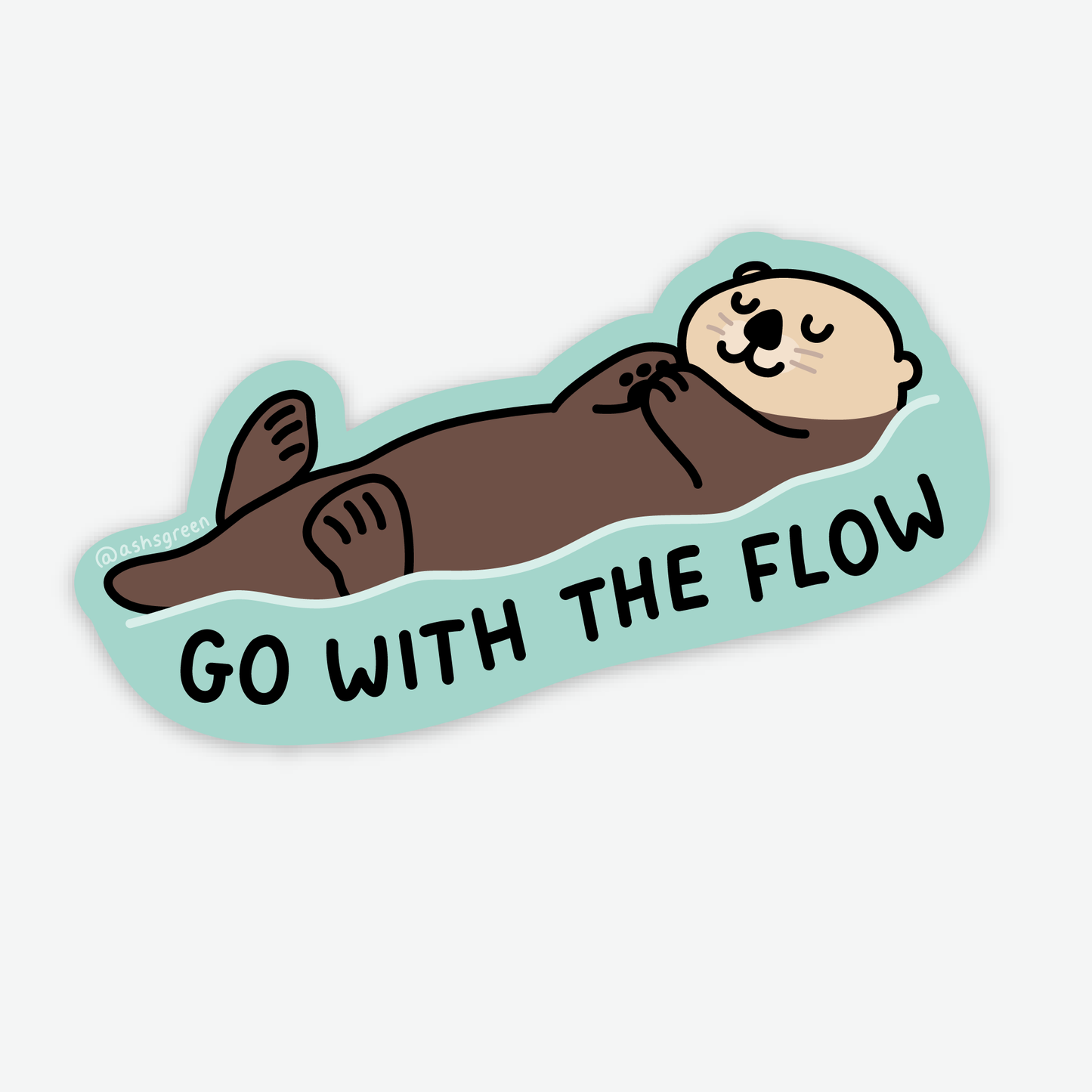 'Go with the Flow' Otter - Vinyl Sticker