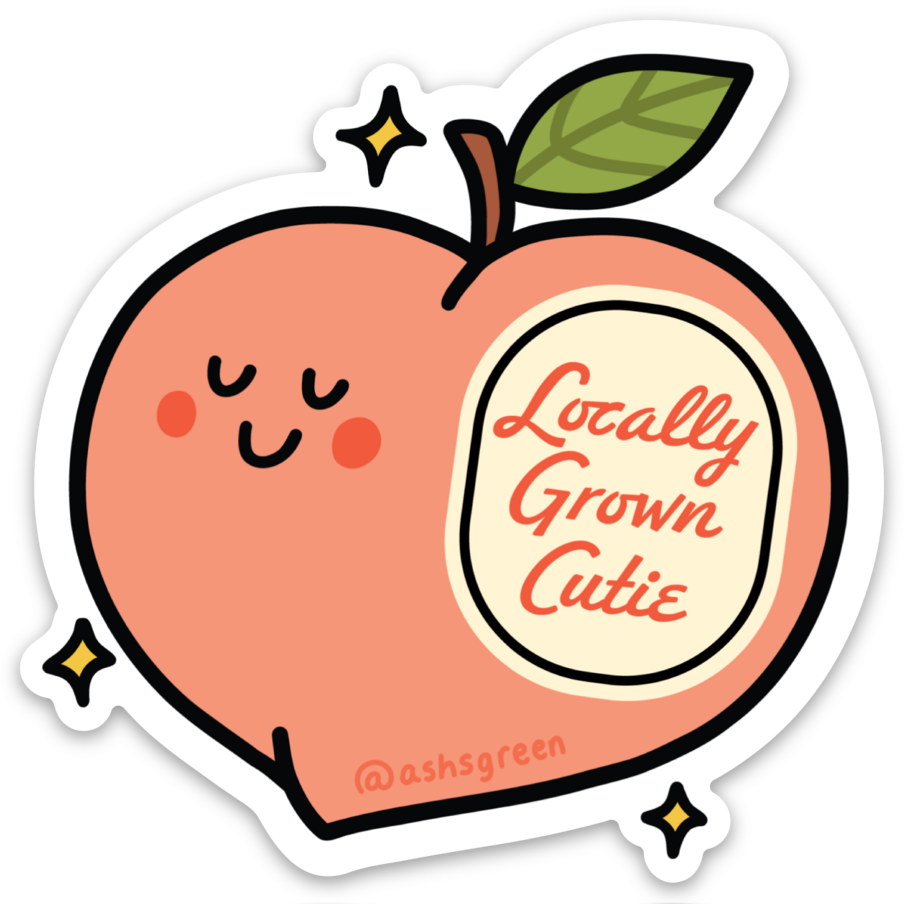 Locally Grown Cutie - Peach sticker