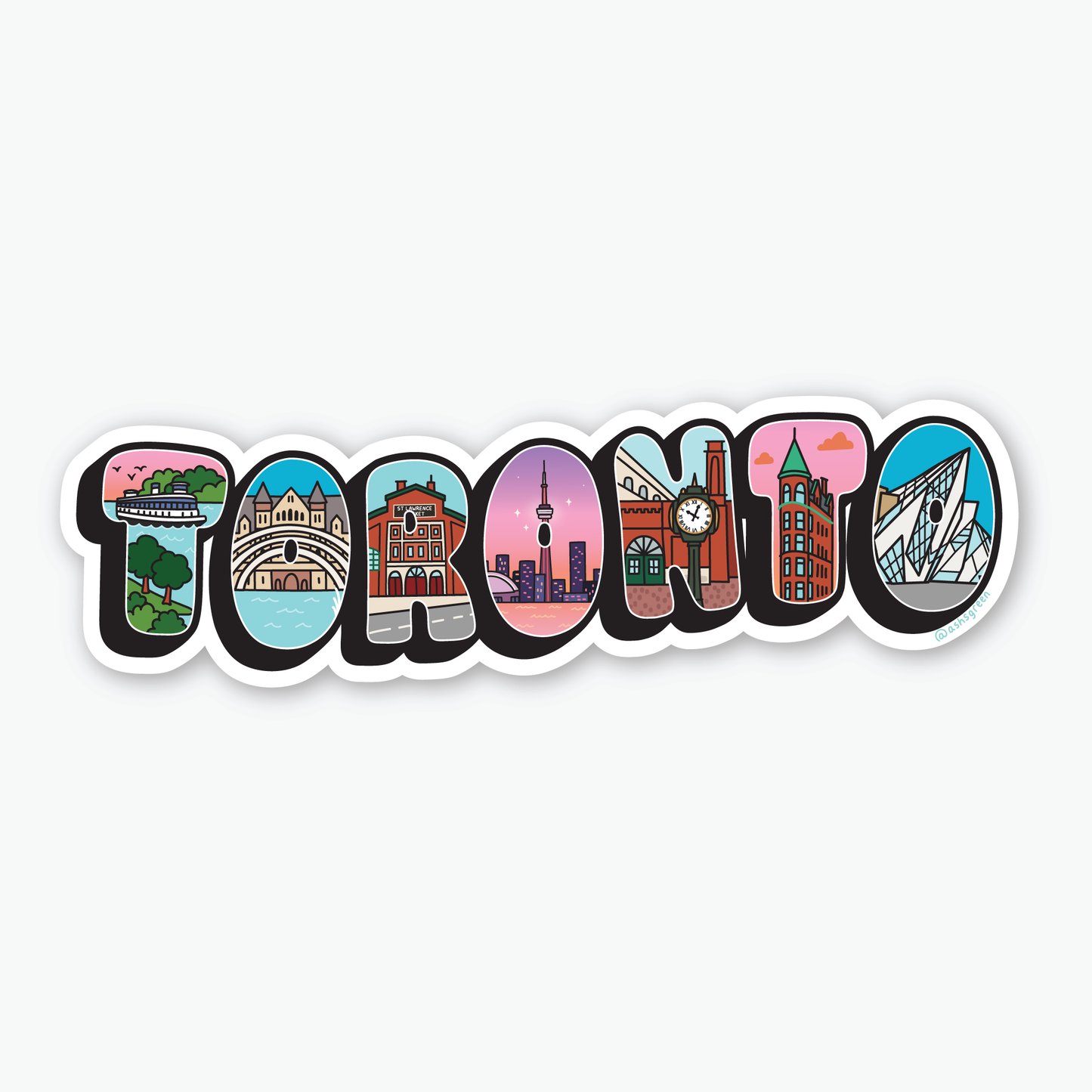 'Toronto' Postcard Style - Vinyl Sticker